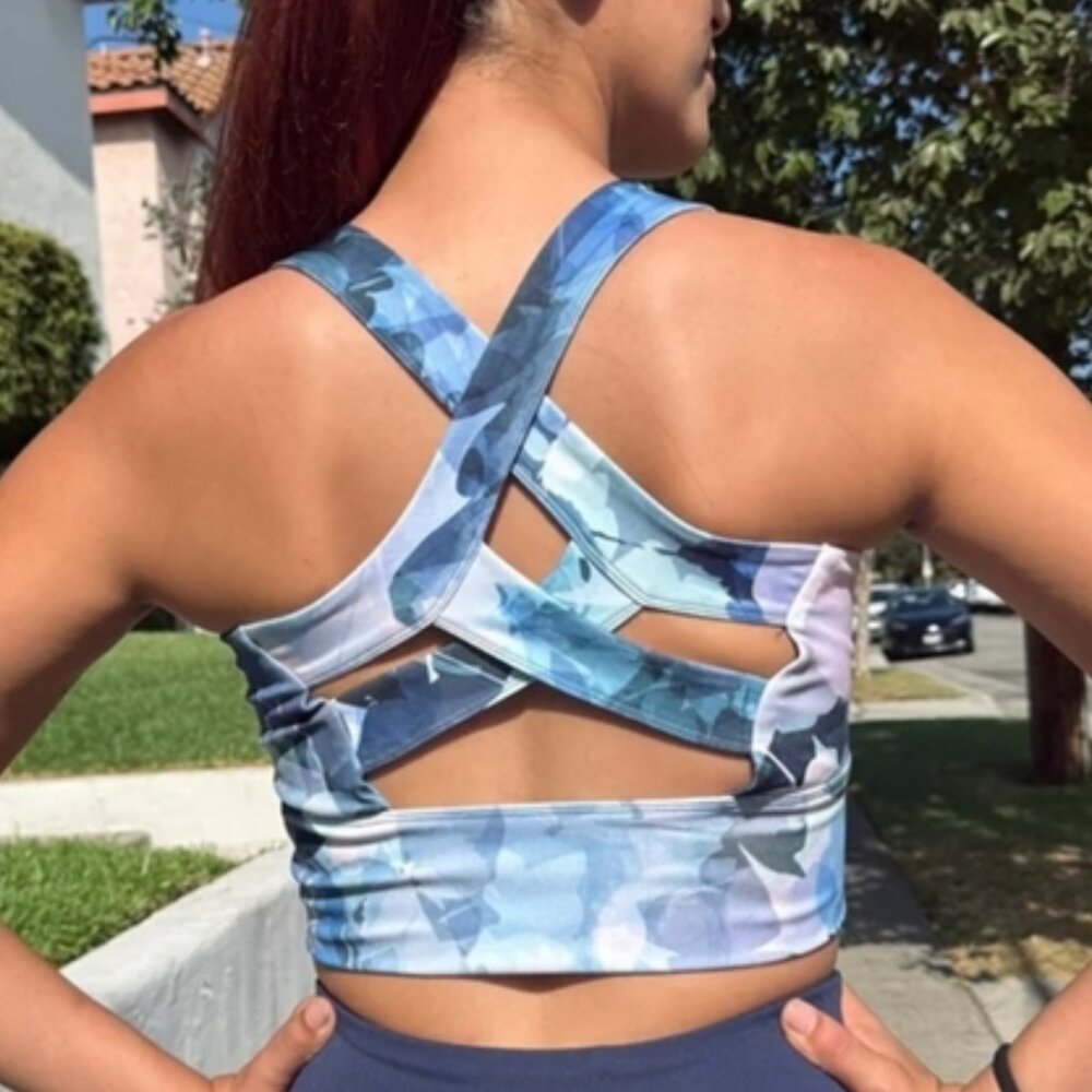 OTOS Athleisure High Support Crop Top Sport Bra Tie Dye Padded Workout M